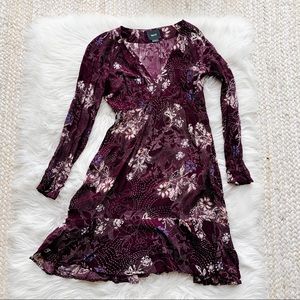 Anthropologie Purple Floral Midi Dress